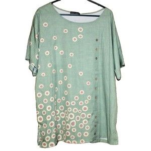 Cozy Women's Top Blouse Green Multi-Color Sz Plus 3X  Kimono Sleeves NWT